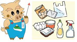 （イラスト）プラスチックごみの説明をするいなぼう