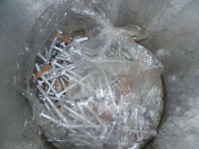 混ざっていた注射器、注射針（一部加工あり）