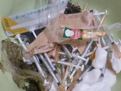 混ざっていた注射器、注射針（一部加工あり）