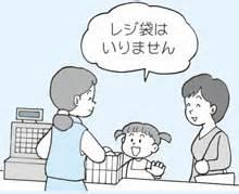 （イラスト）買い物では、マイバッグを実践