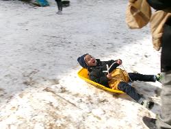 そり遊びをする様子